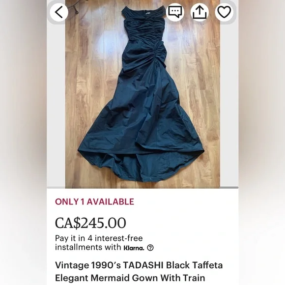 Vintage 1990’s elegant Tadashi ball/evening taffeta! Mermaid with a train - Picture 14 of 17